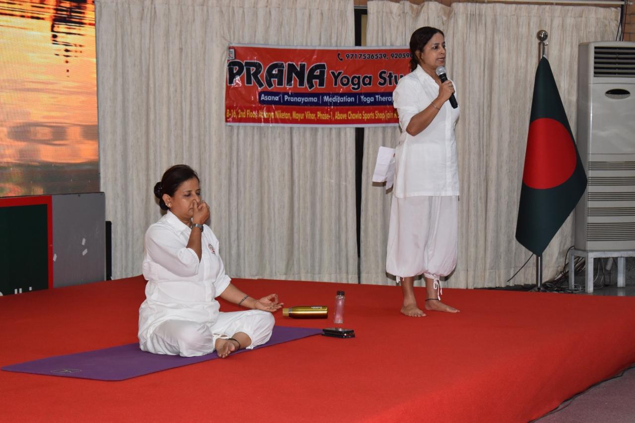 Children practising a balance pose